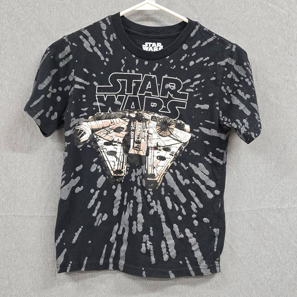 Star Wars Millennium Falcon T-Shirt Boys Small Black Tie Dye Mad Engine Graphic